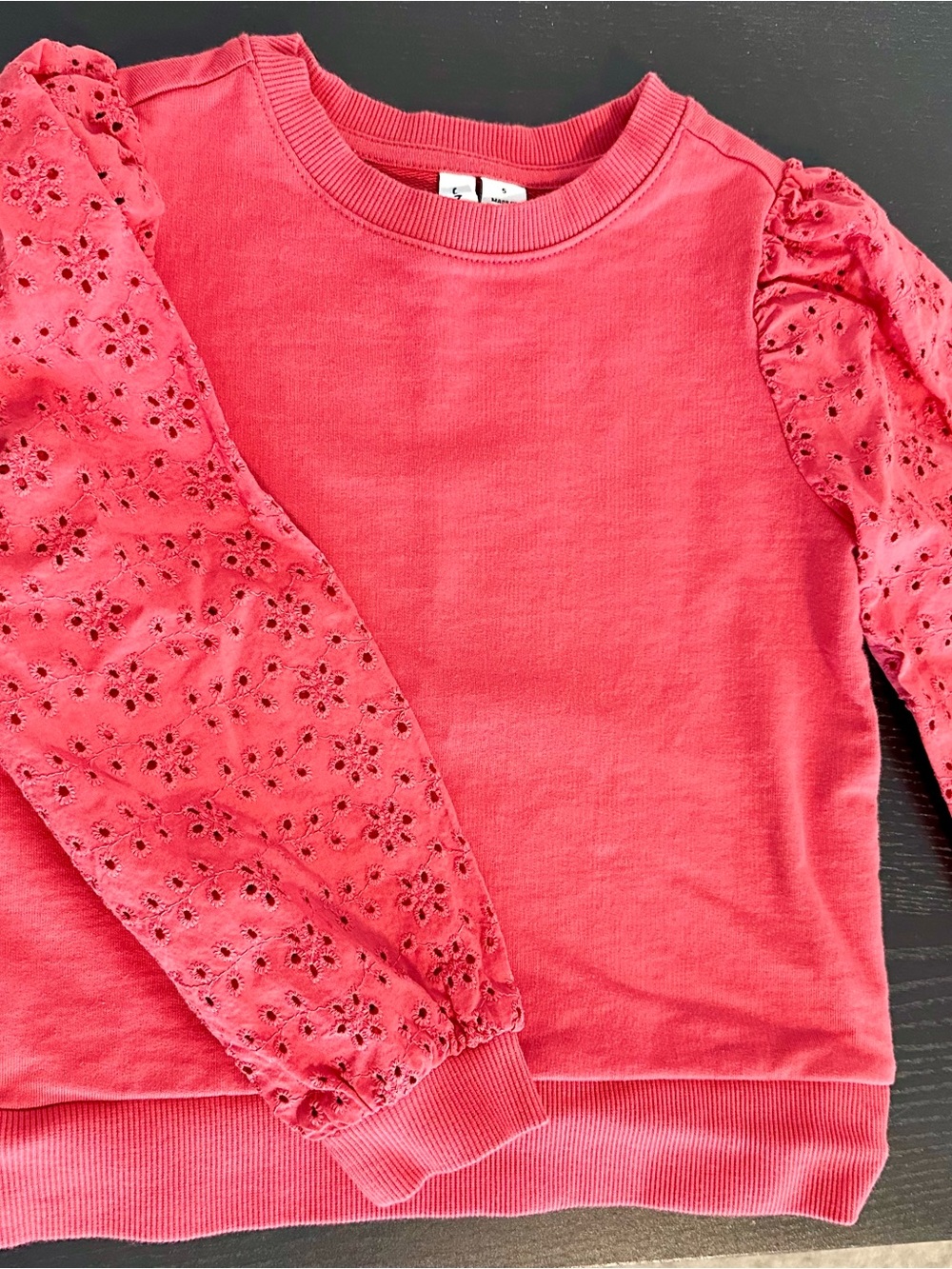 Janie and Jack Girls' Pink Eyelet Sleeve Sweatshirt
